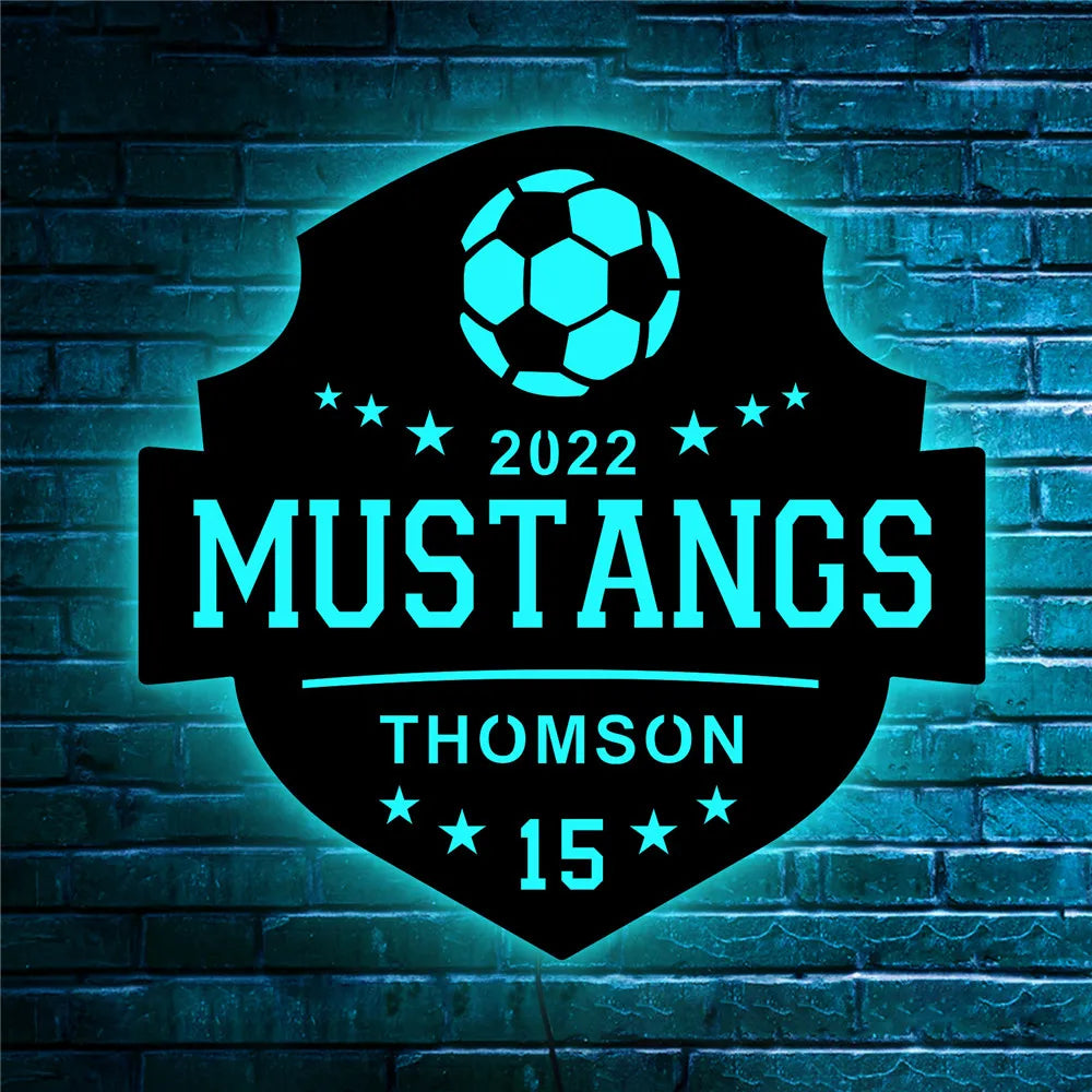 Personalisierte Lampe Fussball - Teamname, Spielername
