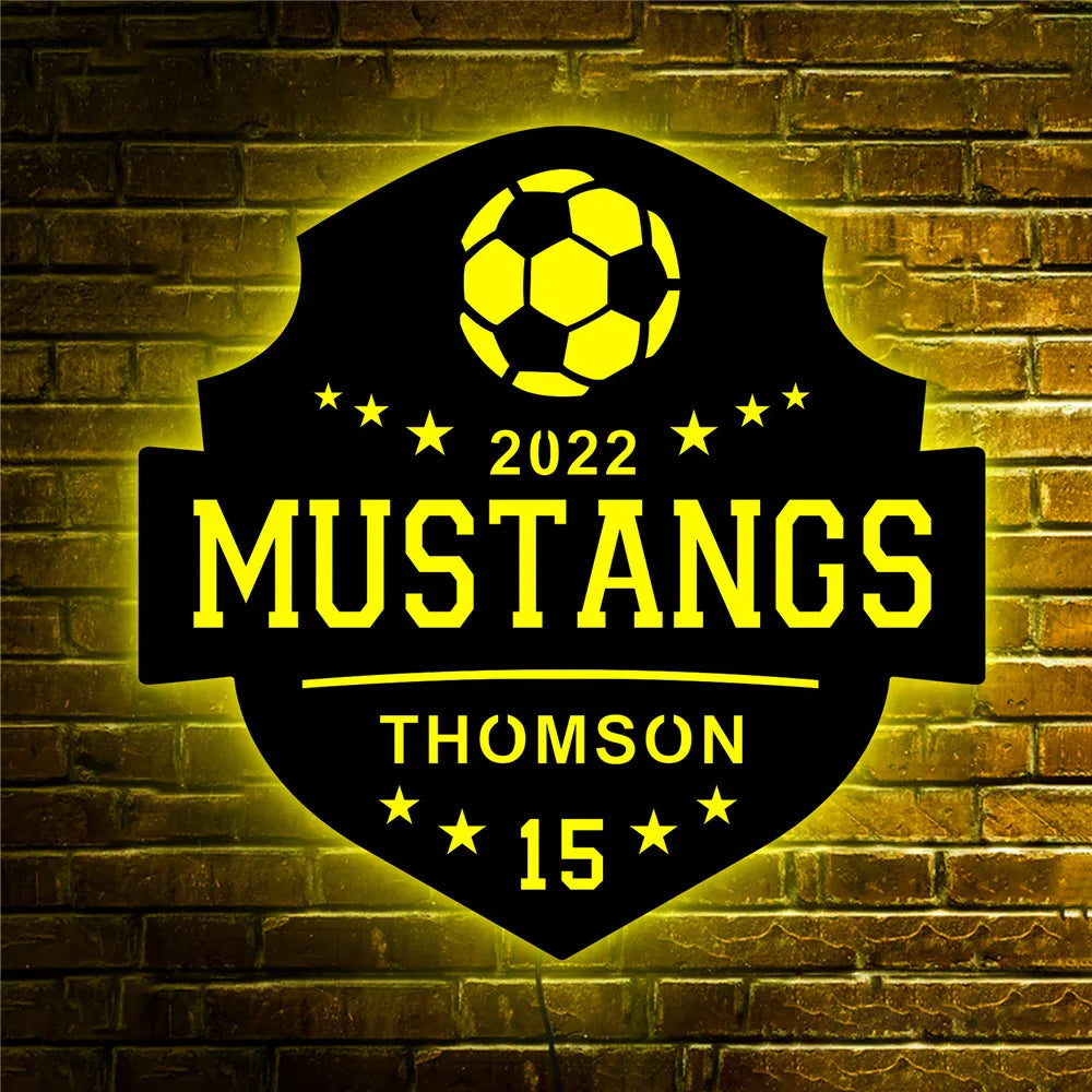 Personalisierte Lampe Fussball - Teamname, Spielername