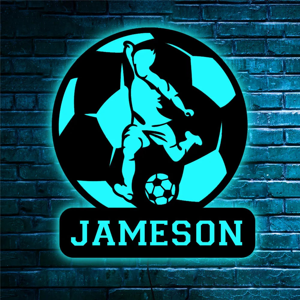 Personalisierte Lampe Fussballspieler in Ball