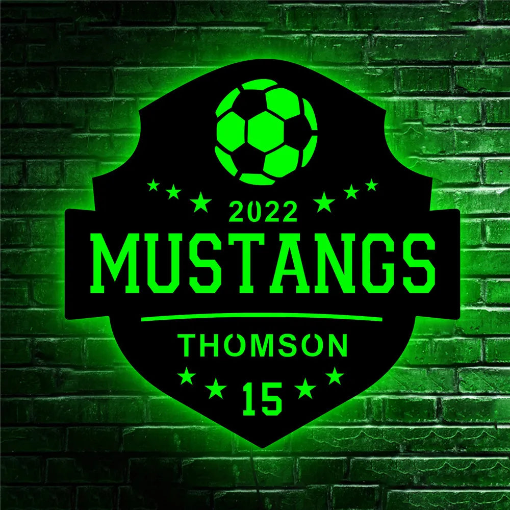Personalisierte Lampe Fussball - Teamname, Spielername