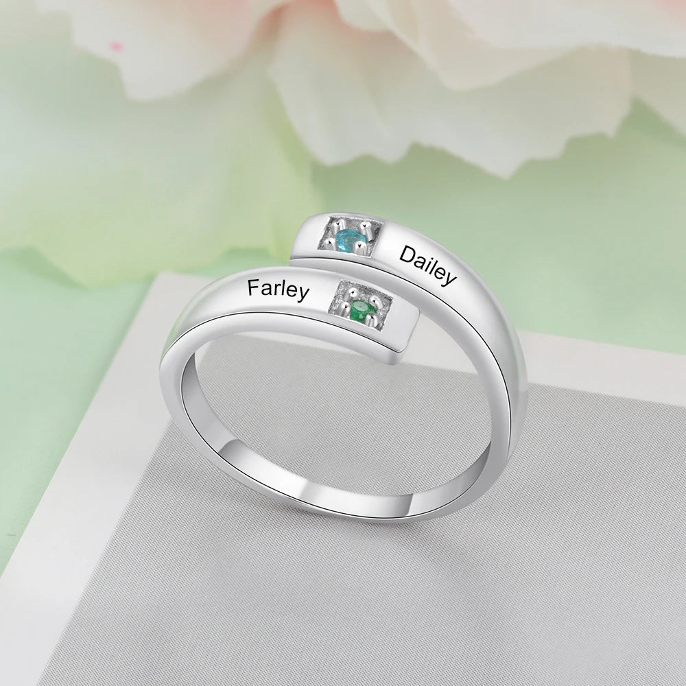 Silber Zirconia Ring Geburtssteine / Name
