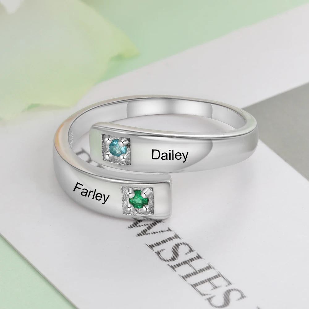 Silber Zirconia Ring Geburtssteine / Name