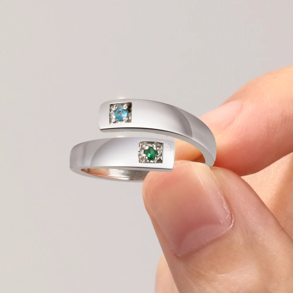 Silber Zirconia Ring Geburtssteine / Name