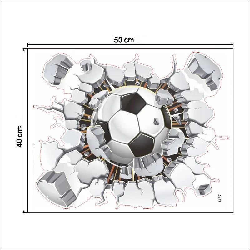 3D Fussball Wandtattoo