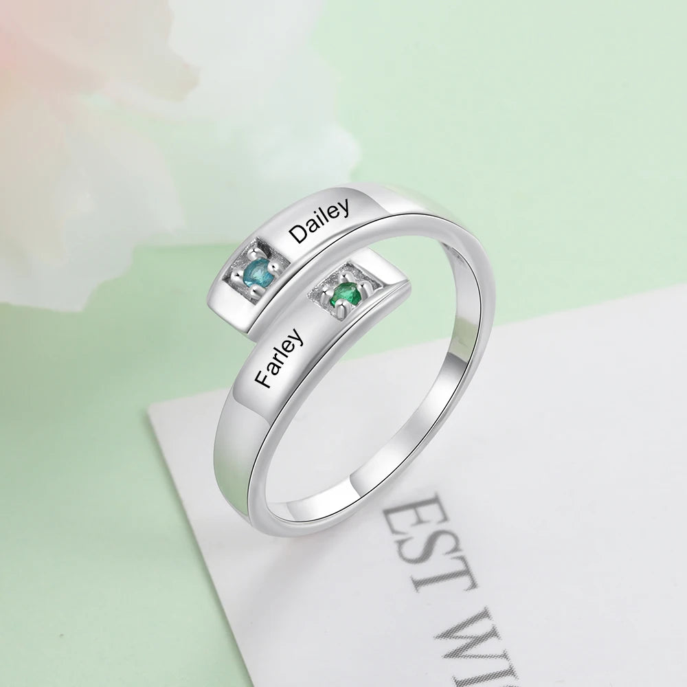 Silber Zirconia Ring Geburtssteine / Name