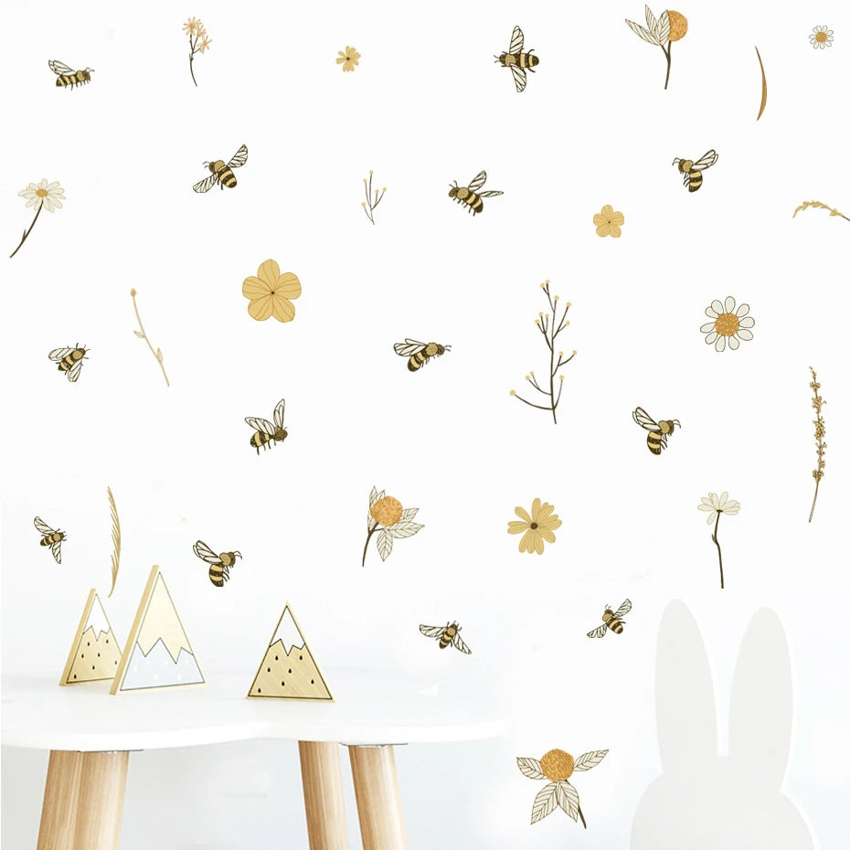 Bienen und Blumen Wandtattoo