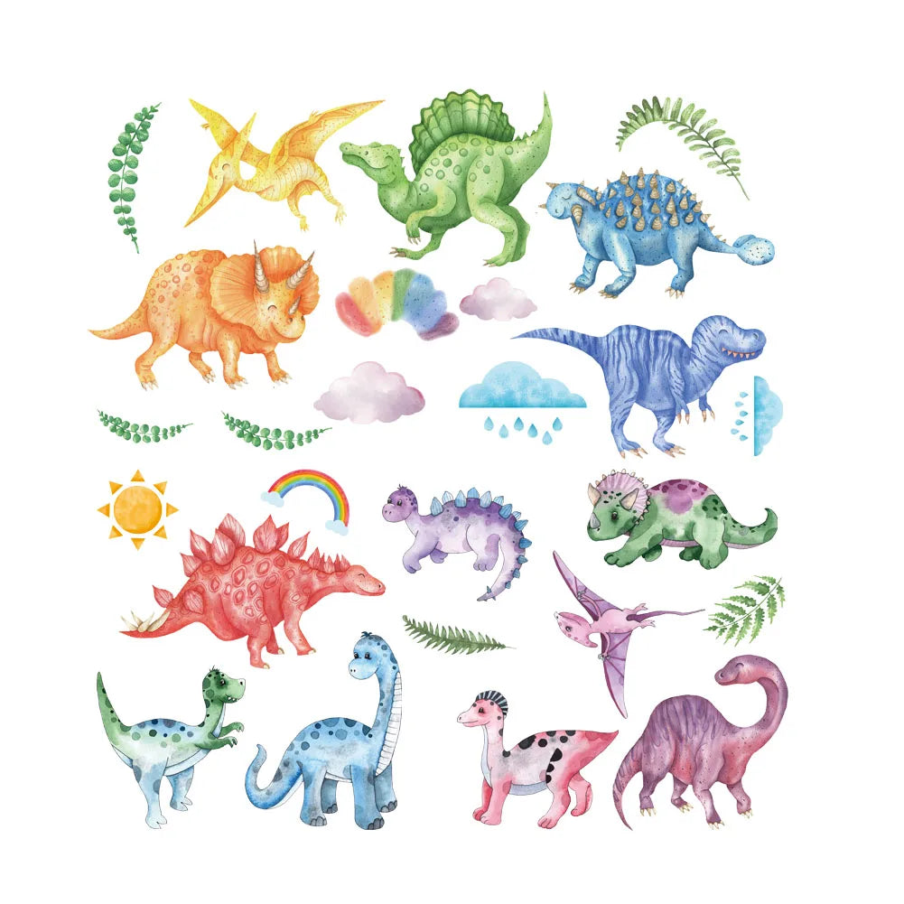 Bunte Dinosaurier Wandtattoo
