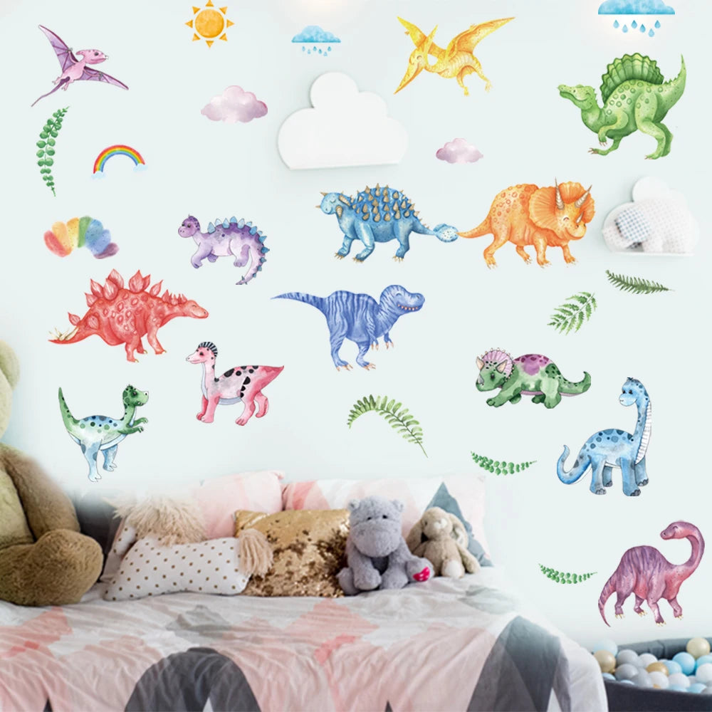 Bunte Dinosaurier Wandtattoo