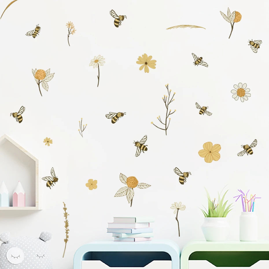 Bienen und Blumen Wandtattoo