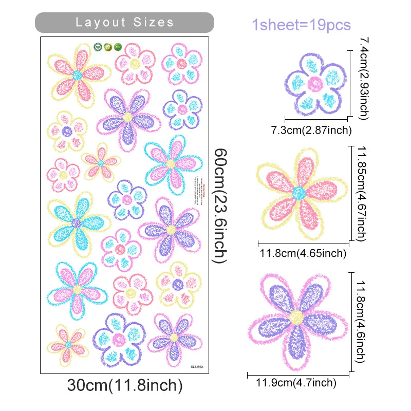 Bunte Gänseblümchen Wandtattoo