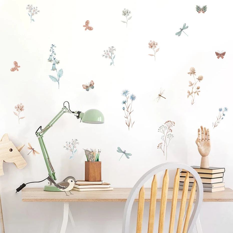 Blumenwiese Kleintiere Wandtattoo