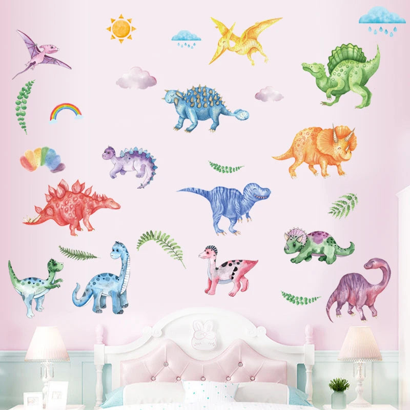 Bunte Dinosaurier Wandtattoo
