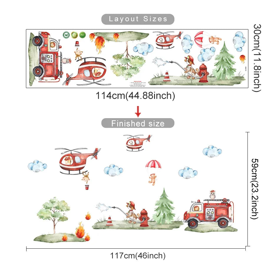 Die Tier Feuerwehr Wandtattoo