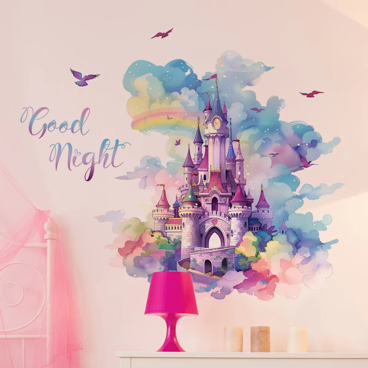 Buntes Traum Schloss Wandtattoo