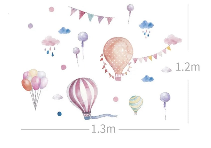 Ballons und Wolken Wandtattoo