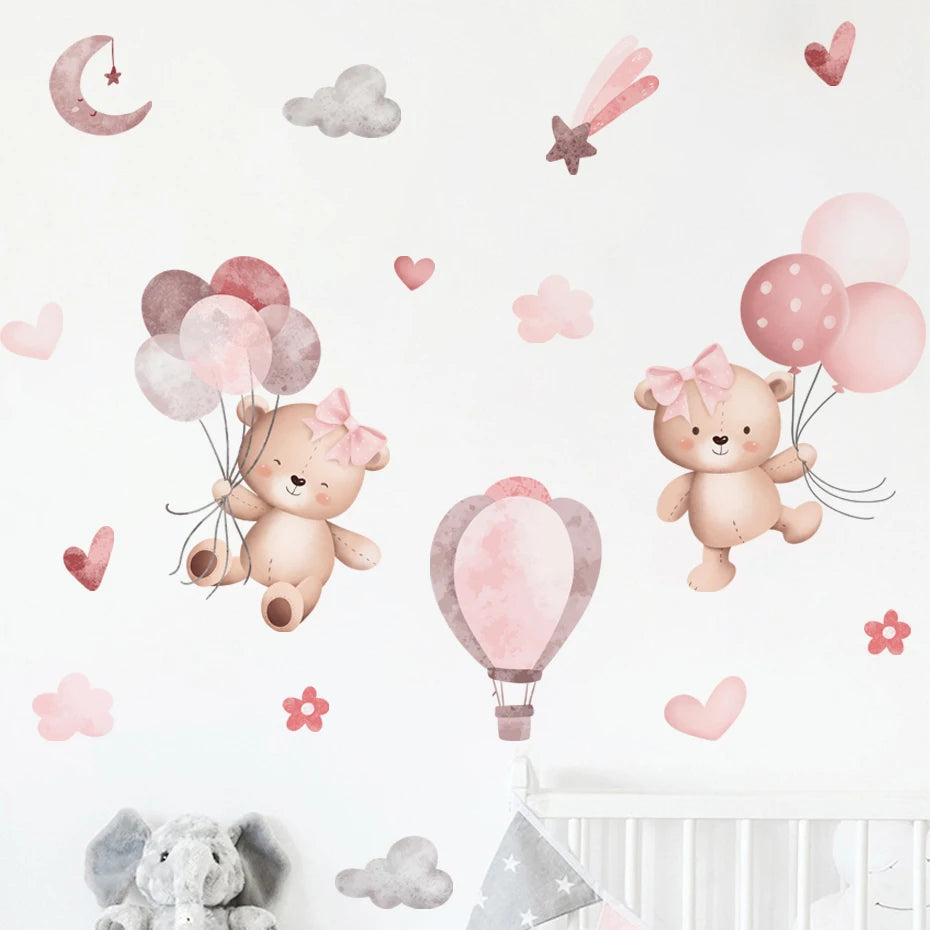 Der fliegende Teddy Ballon Wandtattoo