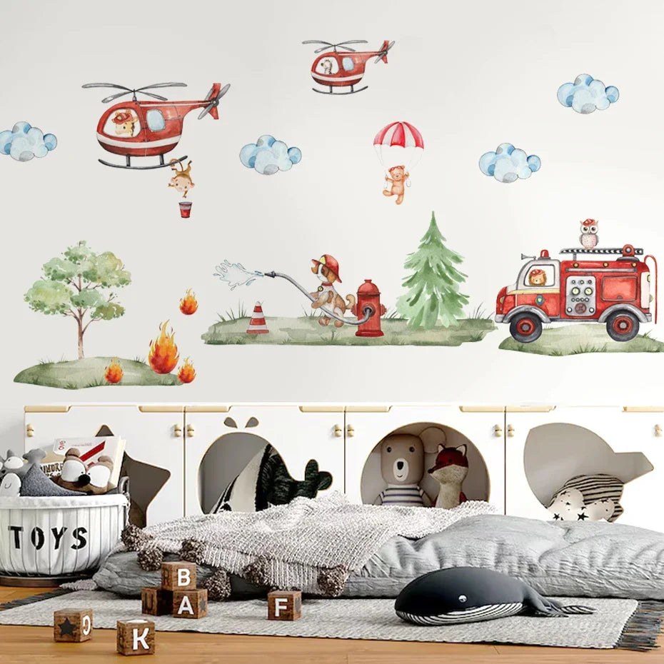 Die Tier Feuerwehr Wandtattoo
