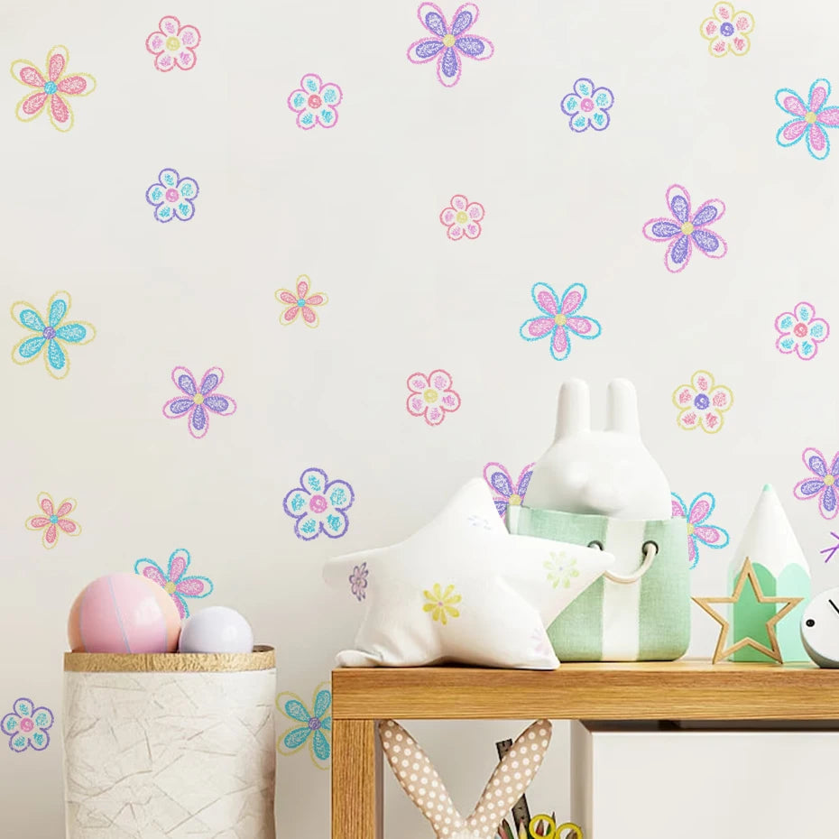 Bunte Gänseblümchen Wandtattoo