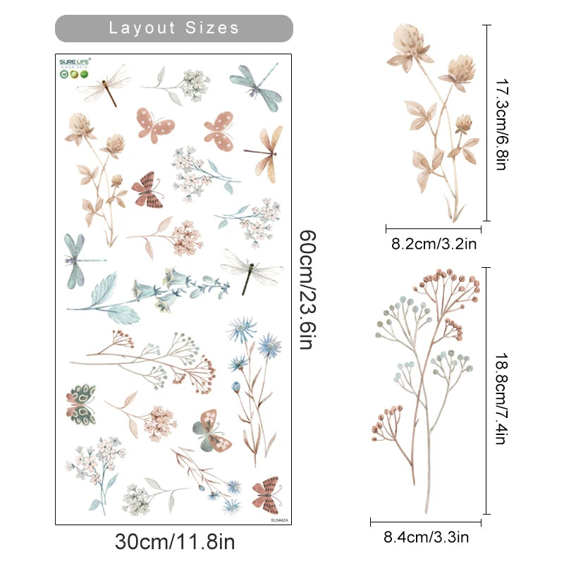 Blumenwiese Kleintiere Wandtattoo
