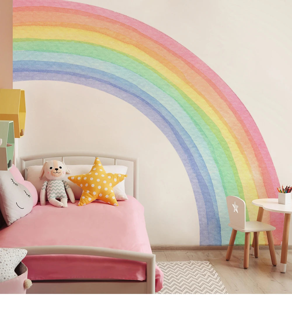 Grosser halber Regenbogen mit Farbpunkten Aquarell Wandtattoo