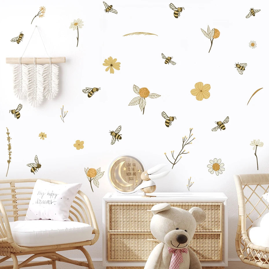 Bienen und Blumen Wandtattoo