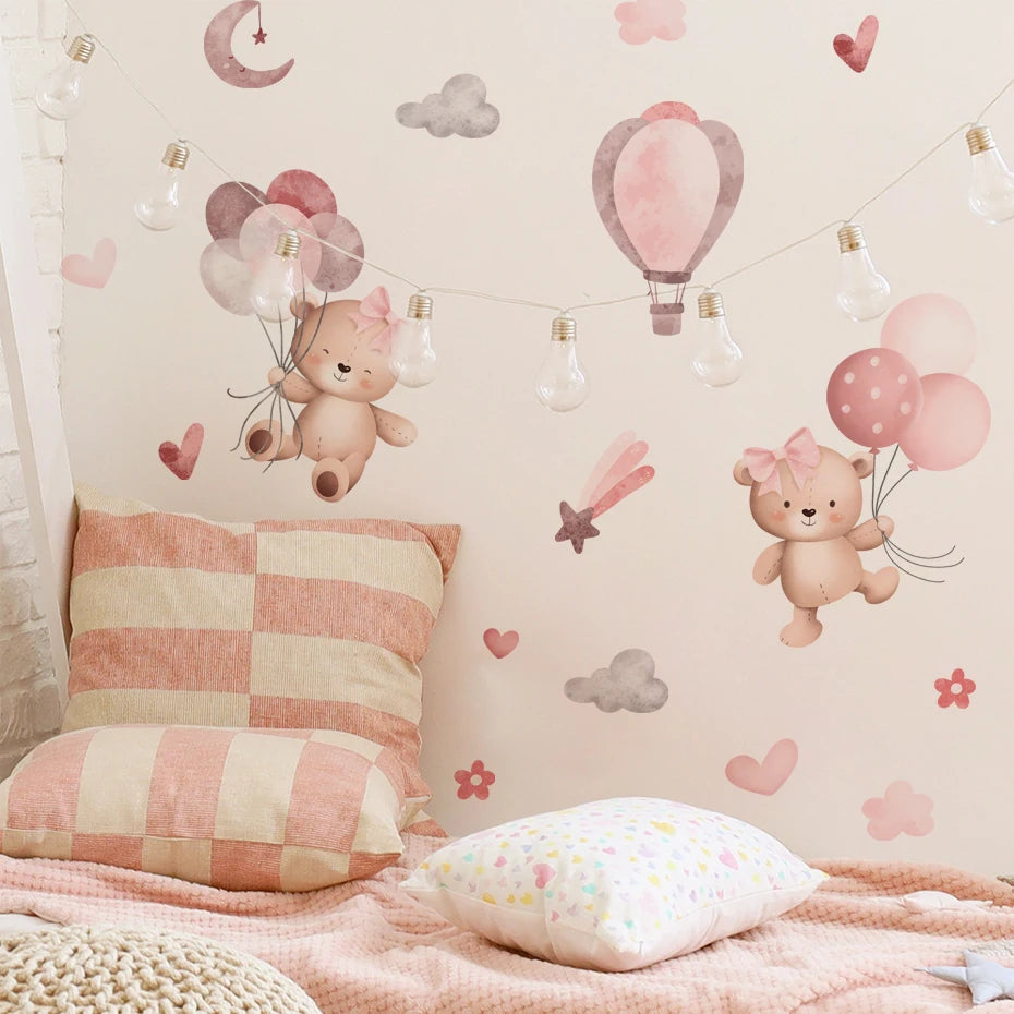 Der fliegende Teddy Ballon Wandtattoo