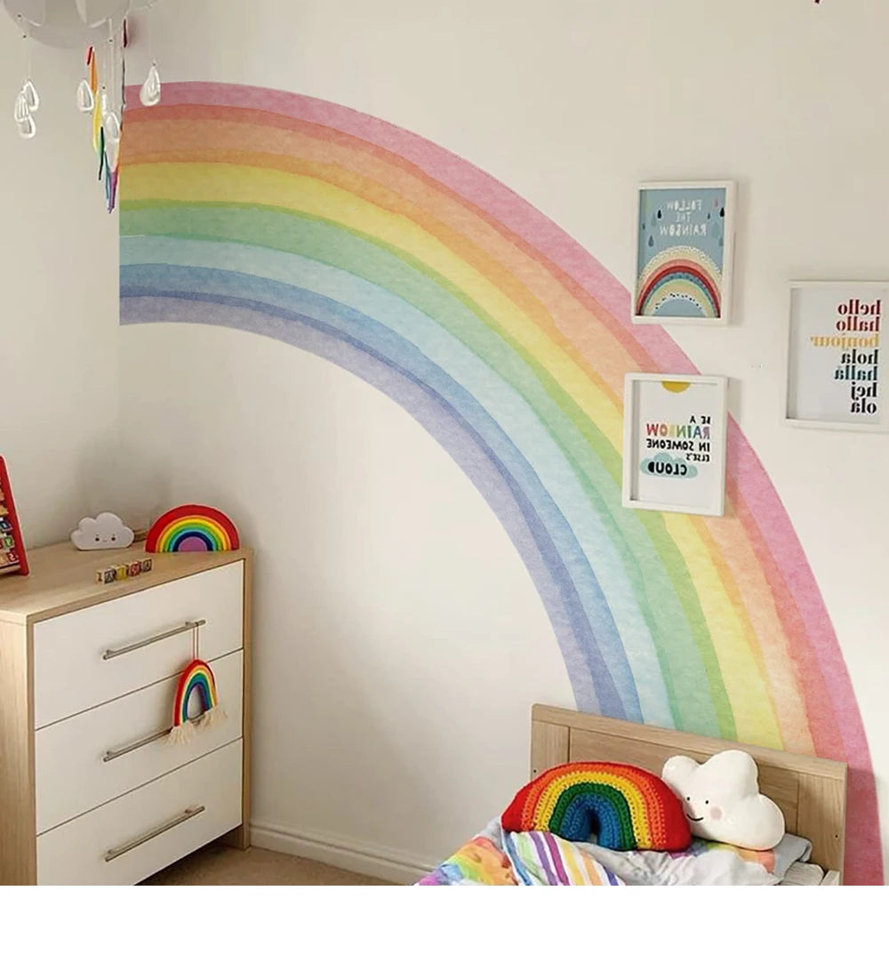 Grosser halber Regenbogen mit Farbpunkten Aquarell Wandtattoo