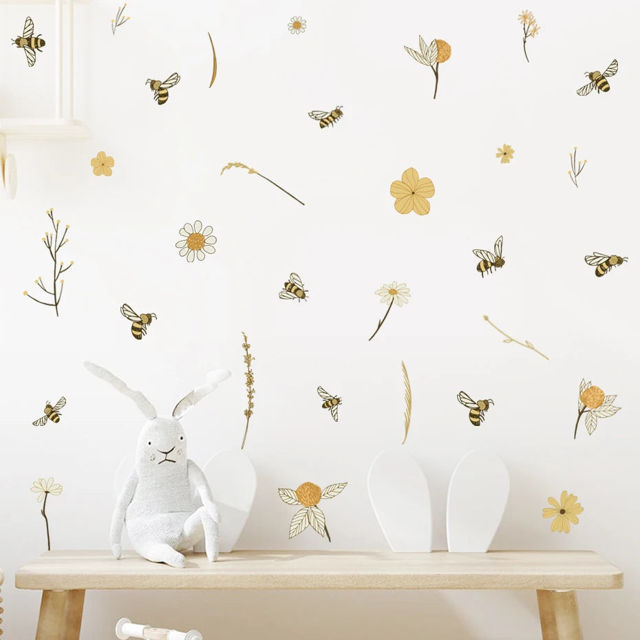 Bienen und Blumen Wandtattoo