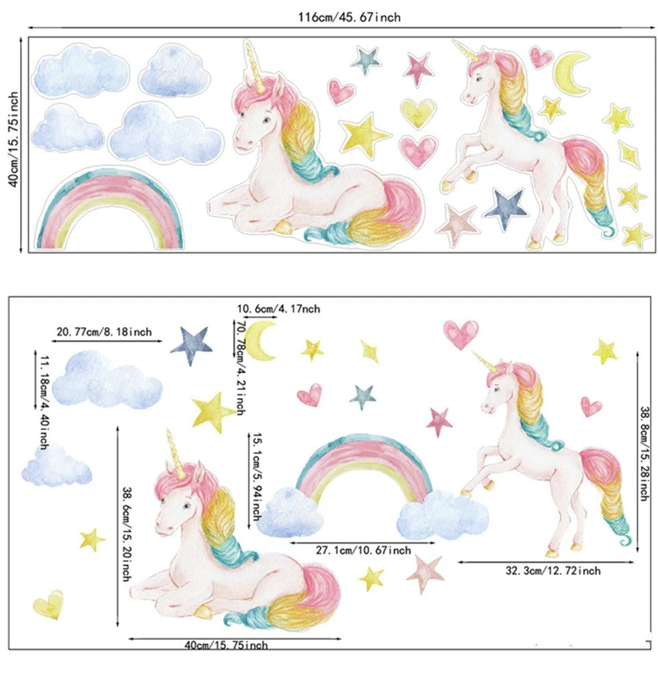 Einhorn Regenbogen Wandtattoo