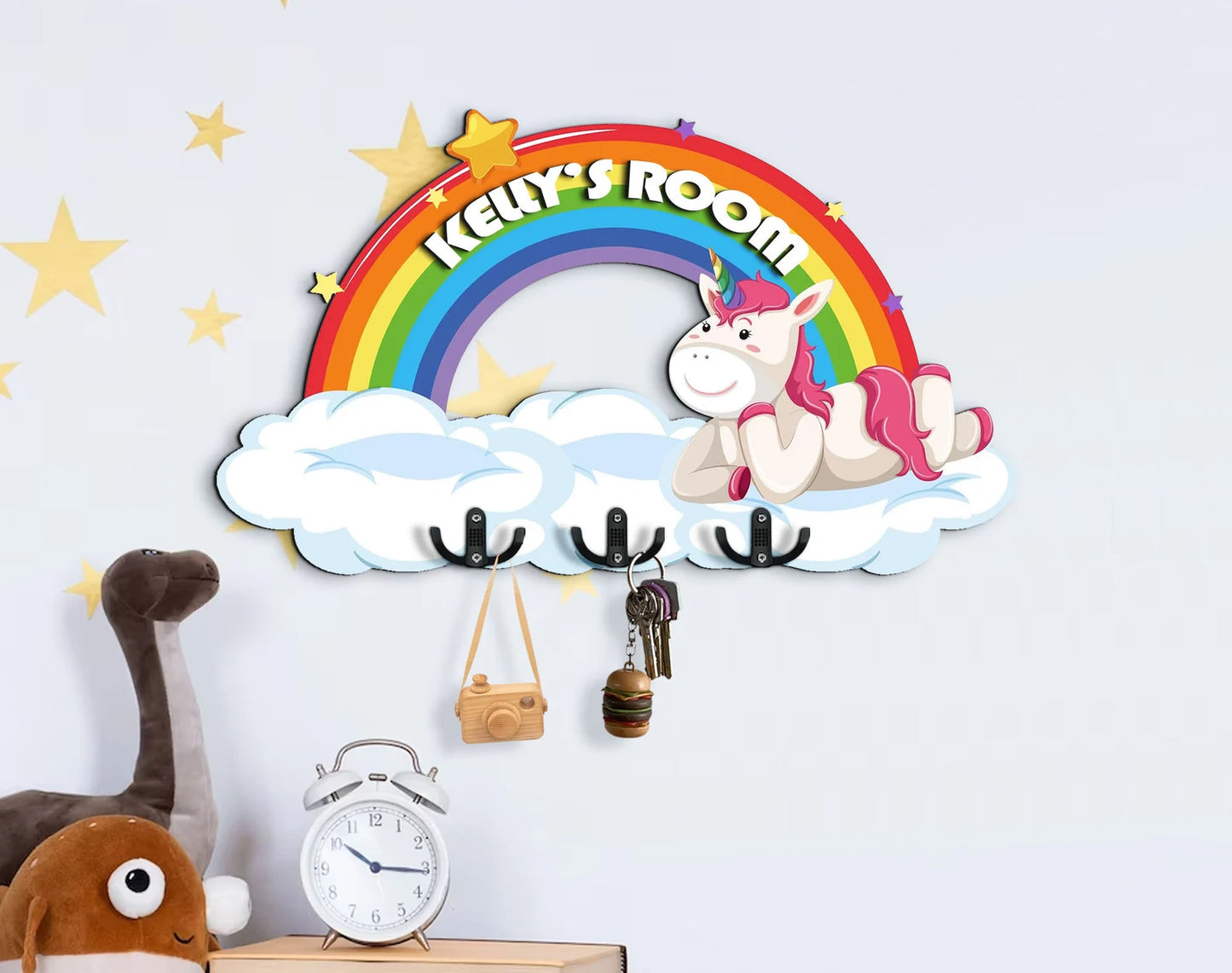 Holzschild Regenbogen und Einhorn