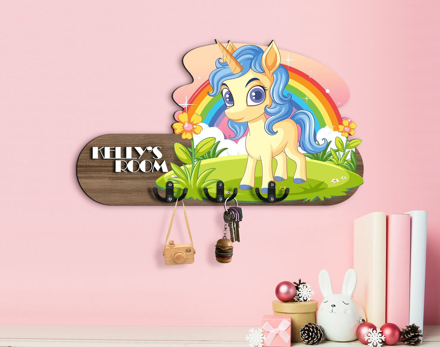 Holzschild Einhorn auf der Wiese