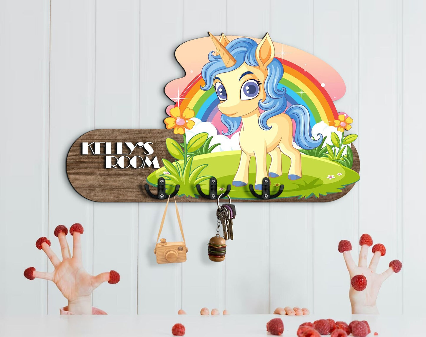Holzschild Einhorn auf der Wiese