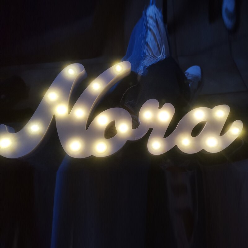 Namenslampe Holz mit LED