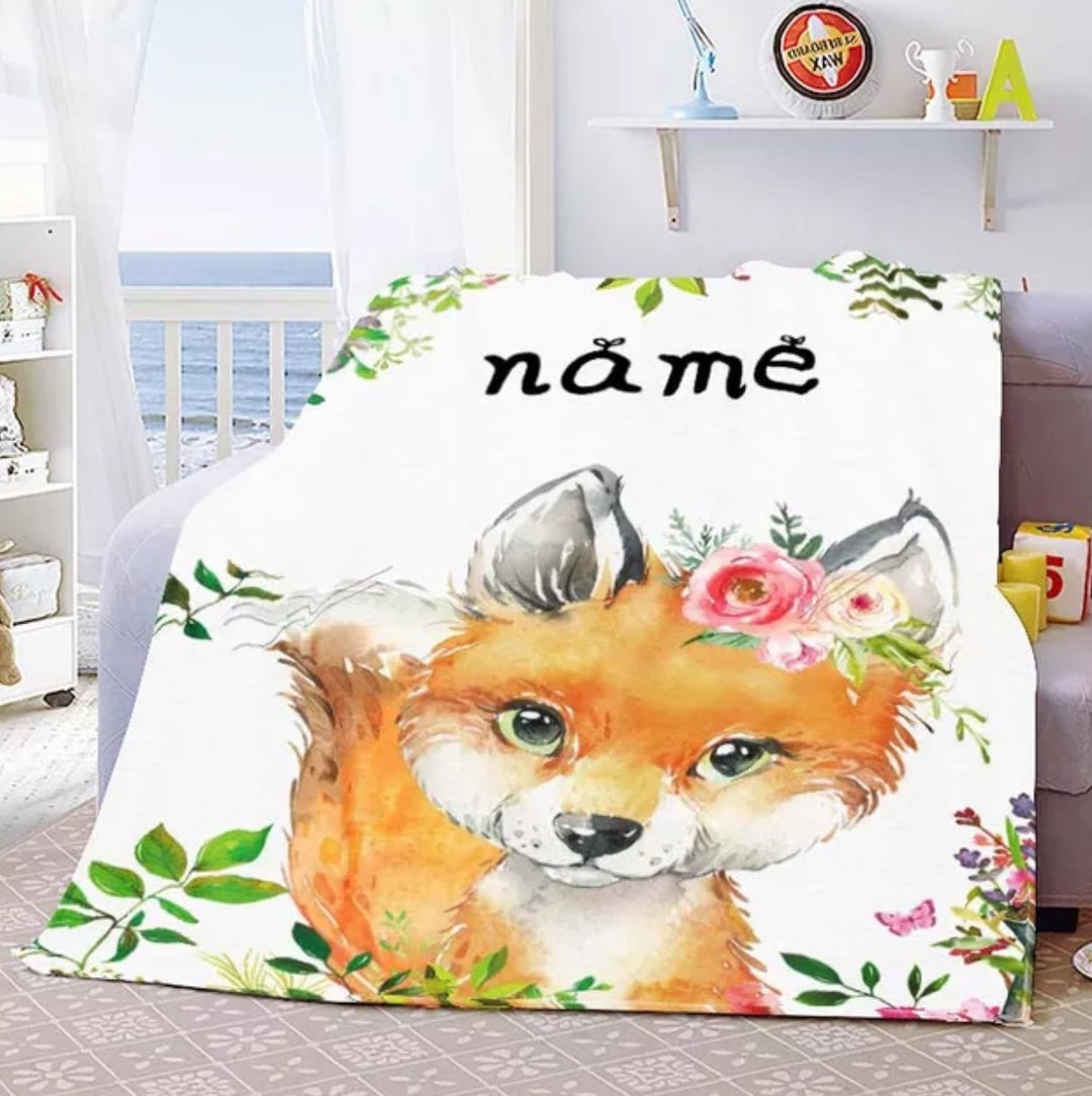 Namensdecke Fuchs mit Blumen