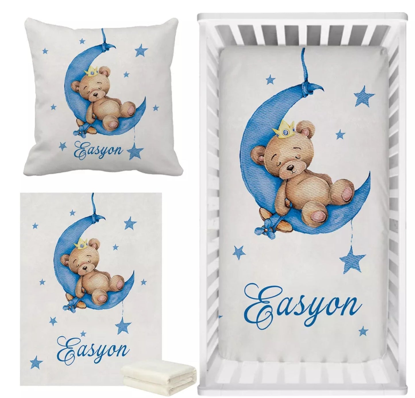 Babybett 3er Set Wunschname