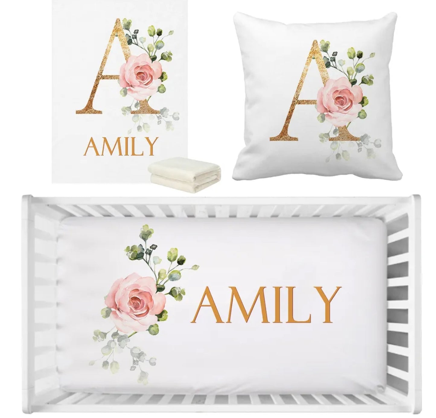 Babybett 3er Set Wunschname