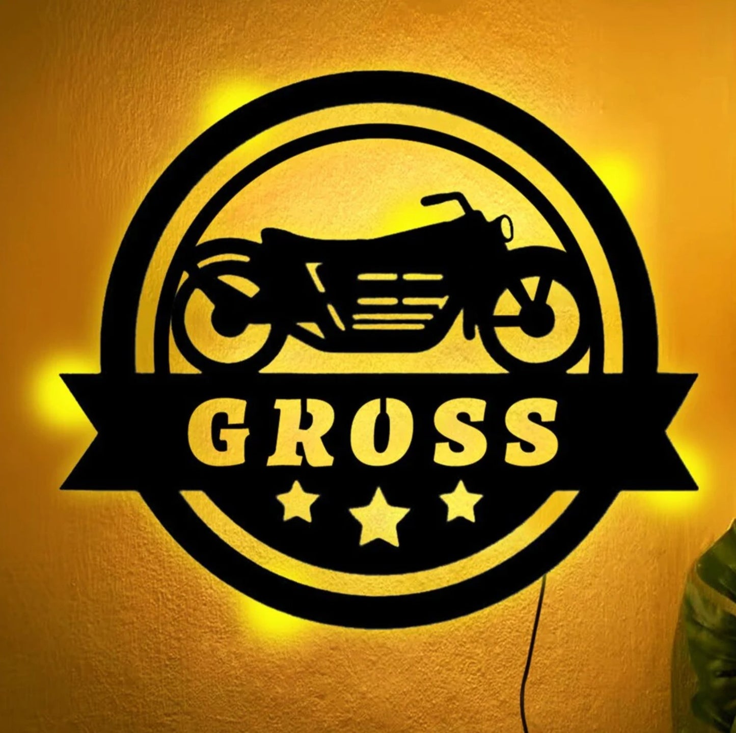 Personalisierbare Lampe Motorrad im Kreis
