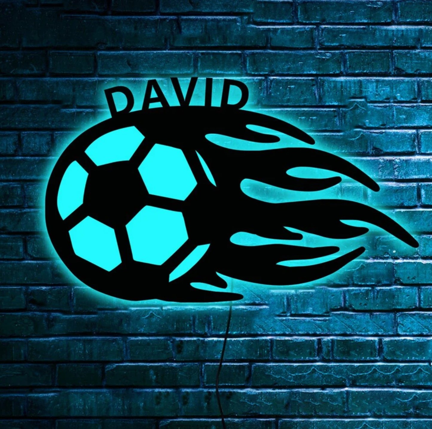 Personalisierbare Lampe Fussball in Flamme 16 Farben