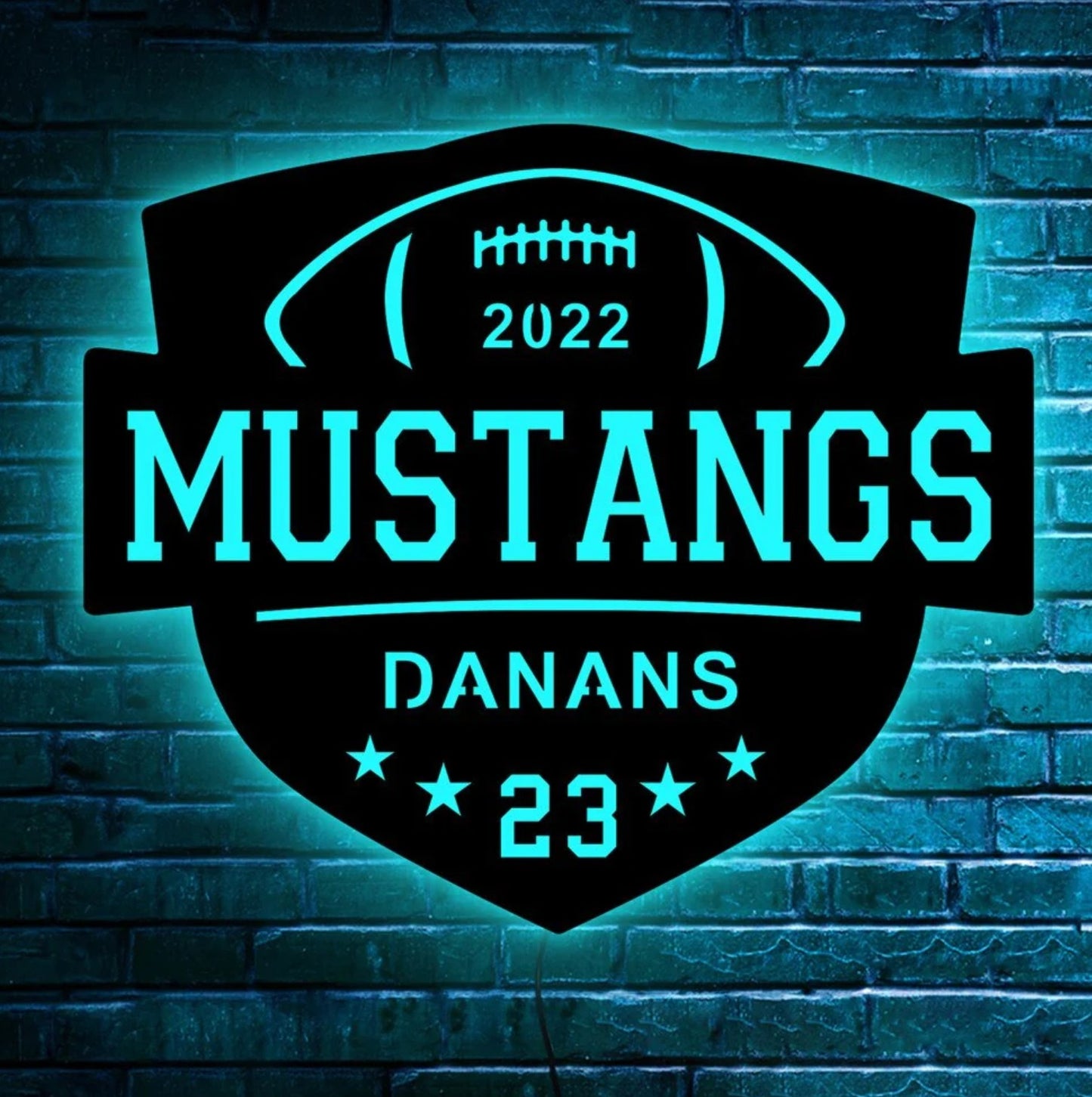 Personalisierbare Lampe American Football, Nummer, Clubname 16 Farben