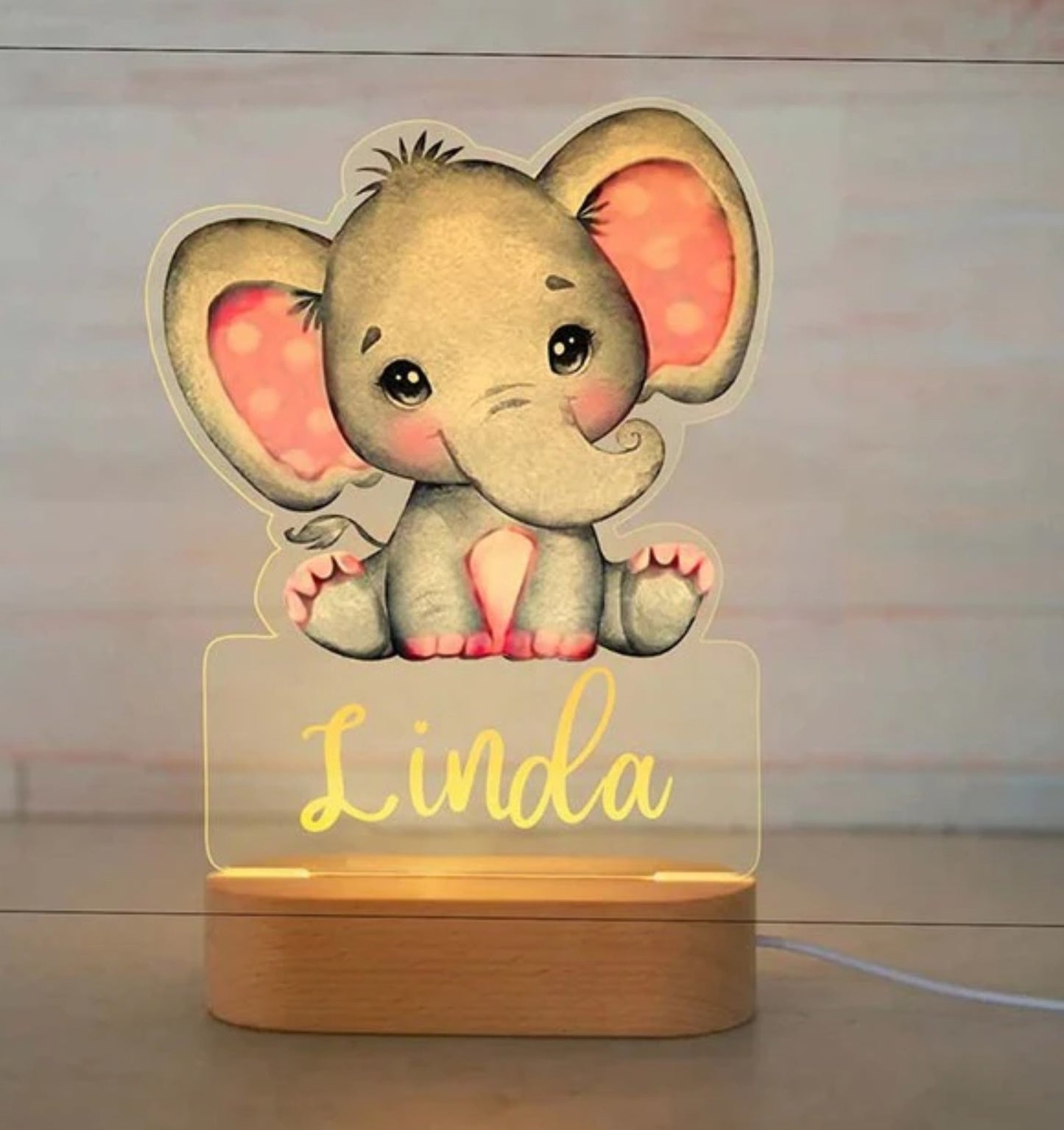 Personalisierbare Acryl Lampe Elefant