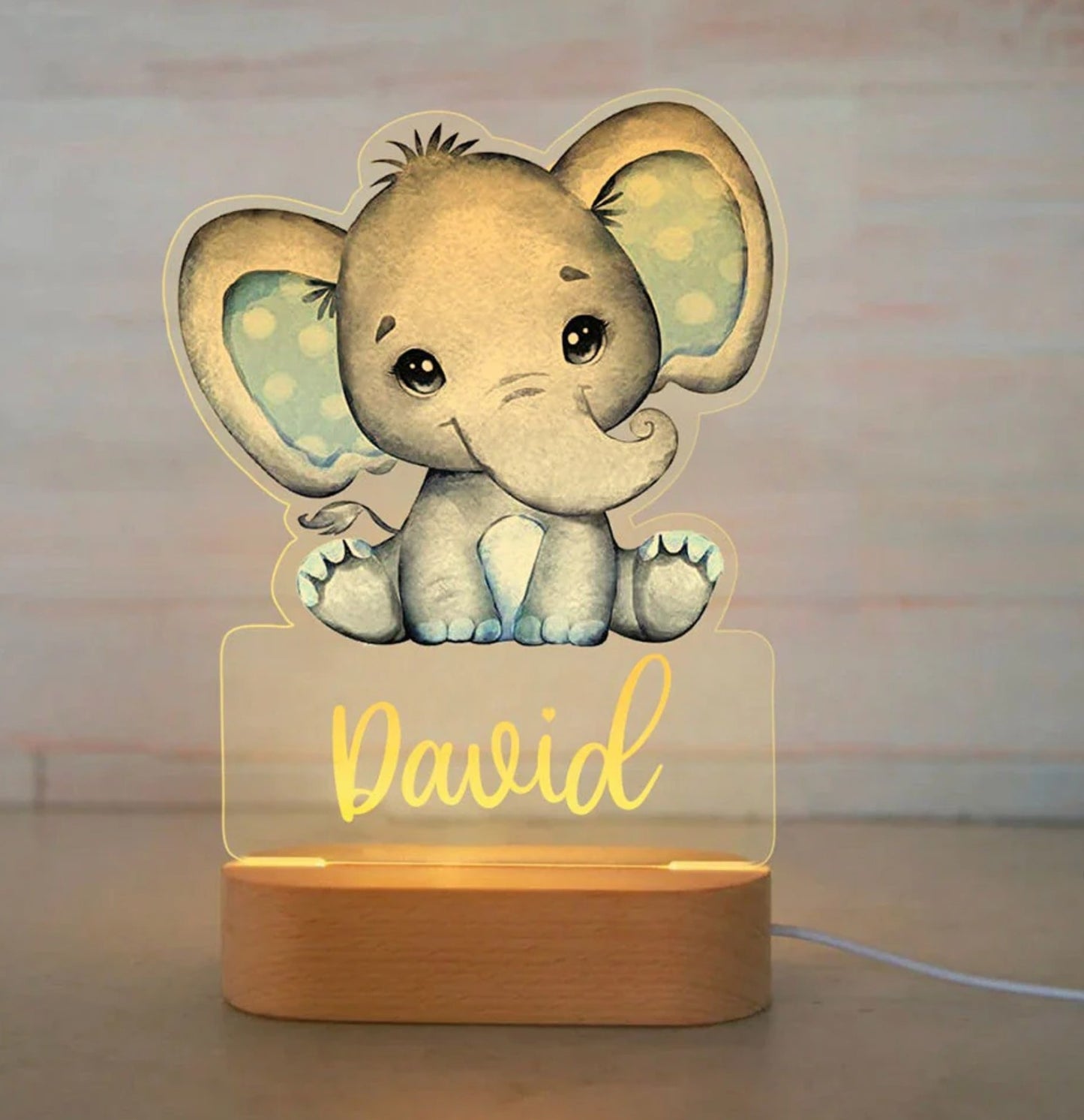 Personalisierbare Acryl Lampe Elefant