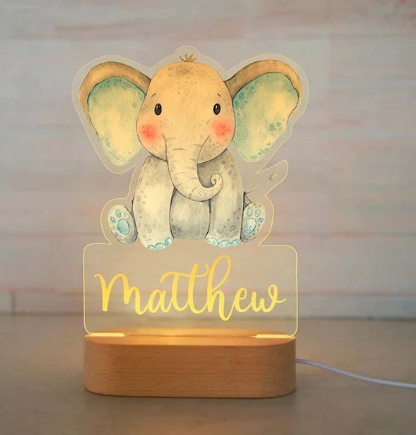 Personalisierbare Acryl Lampe Elefant