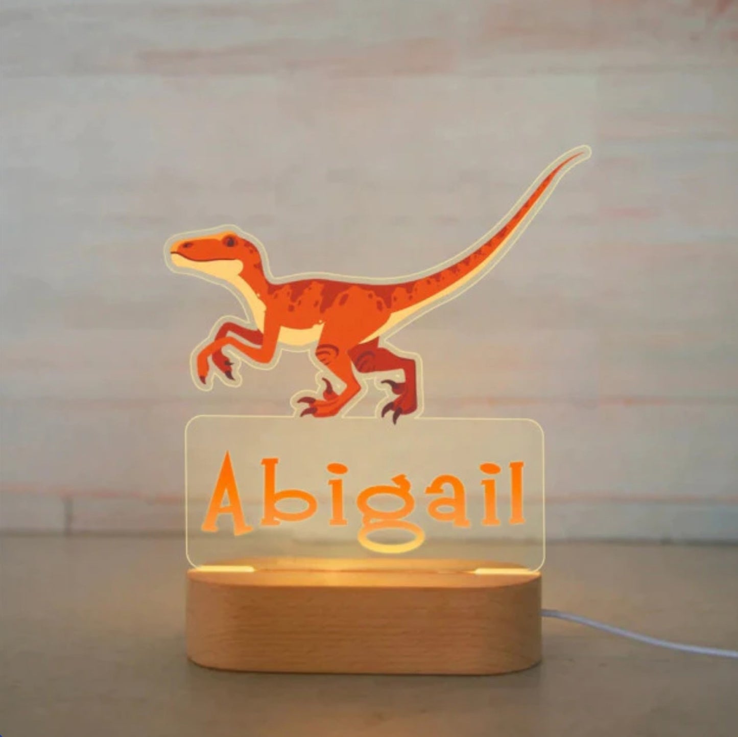 Poersonalisierte Acryl Lampe Velociraptor