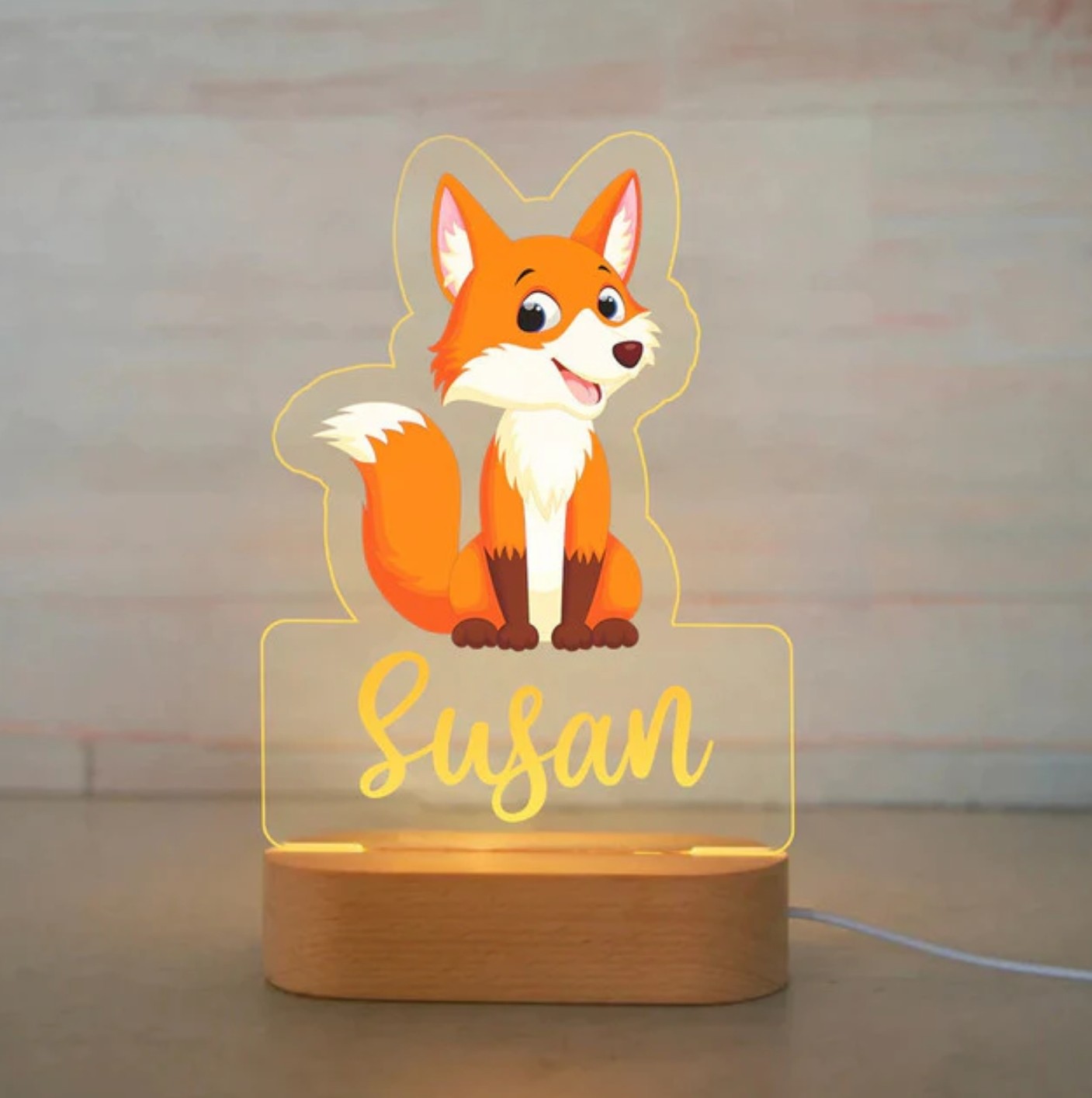 Personalisierbare Acryl Lampe Fuchs
