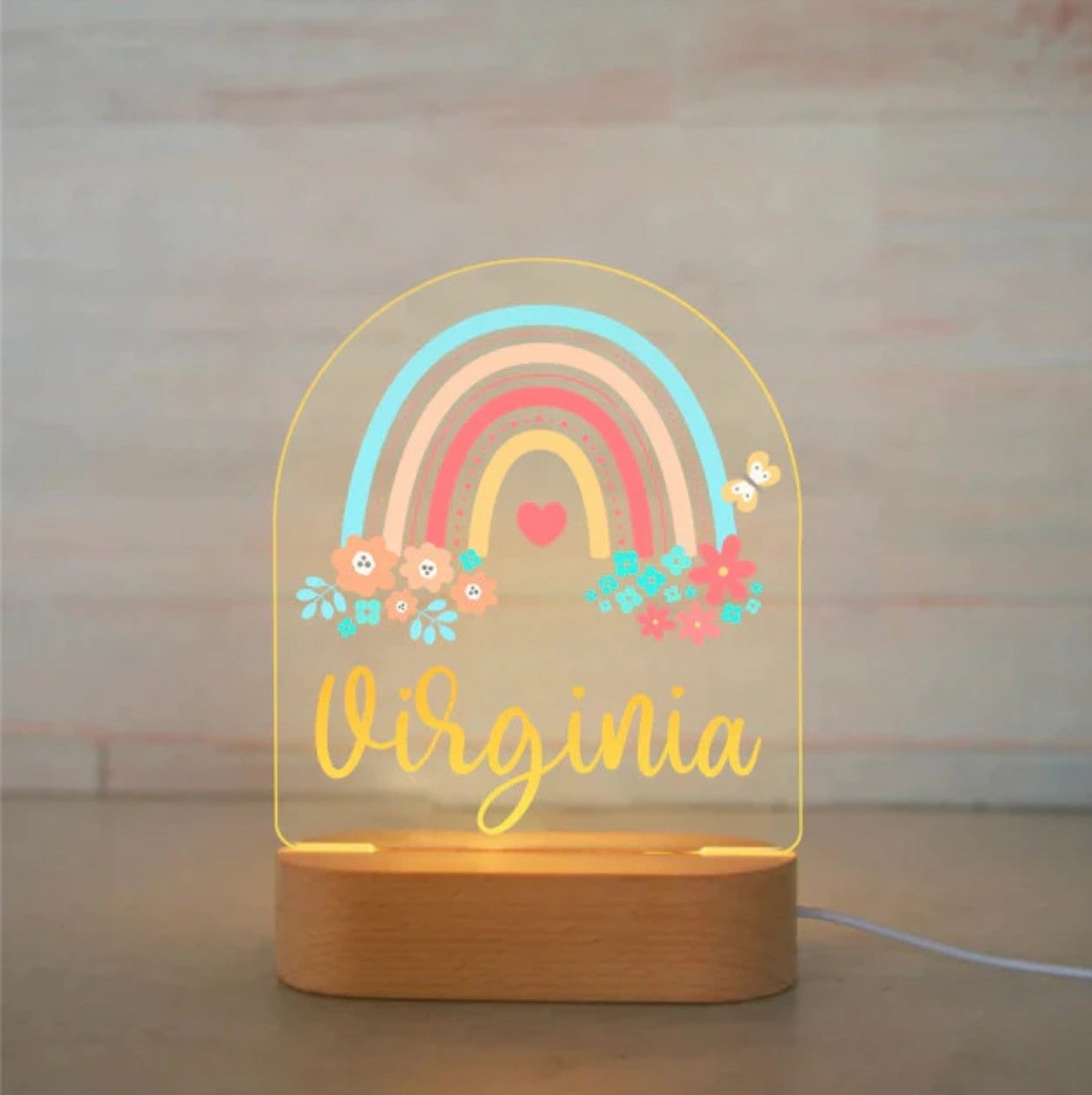 Personalisierbare Acryl Lampe Regenbogen