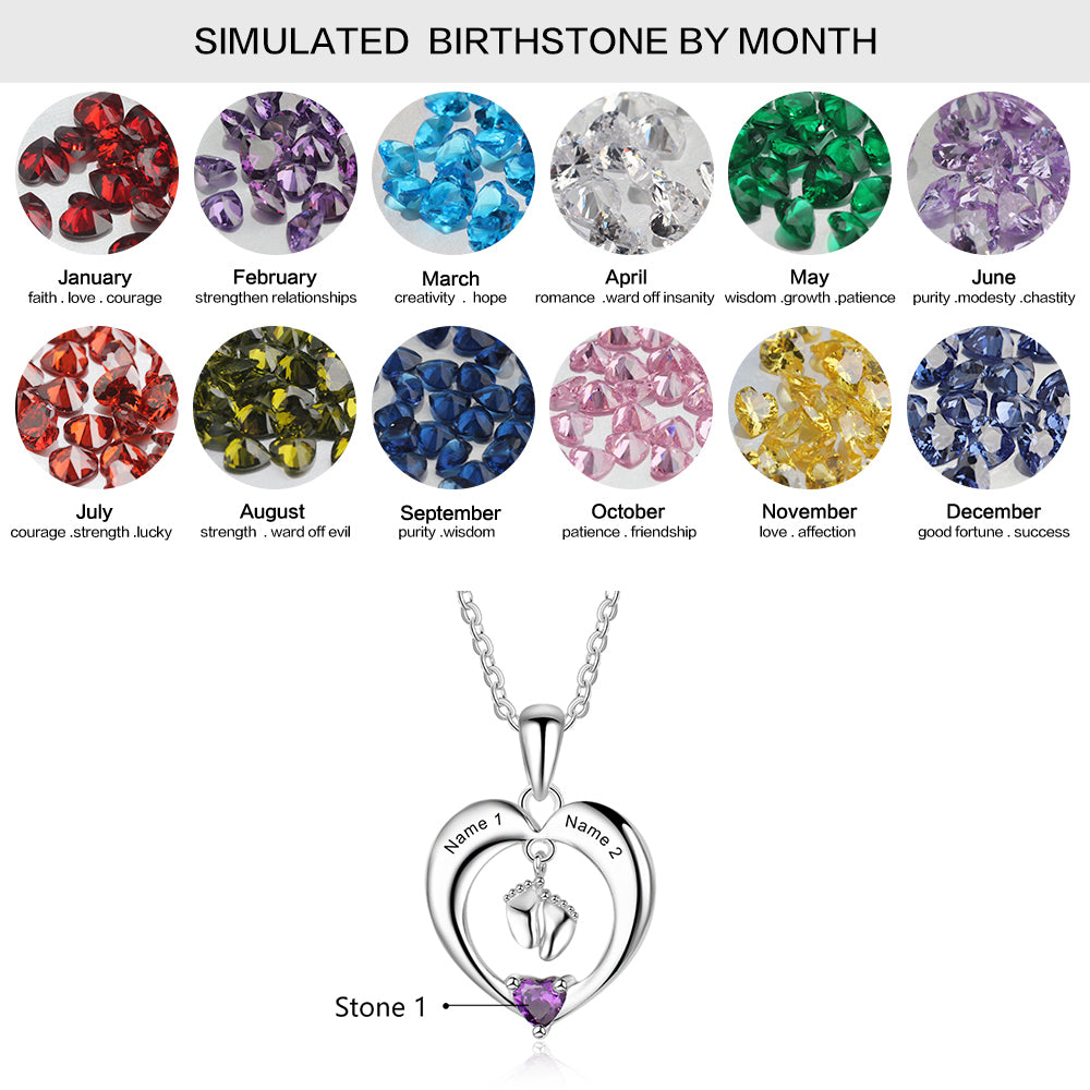Babyfuss Silber Zirconia Namenskette Geburtssteine