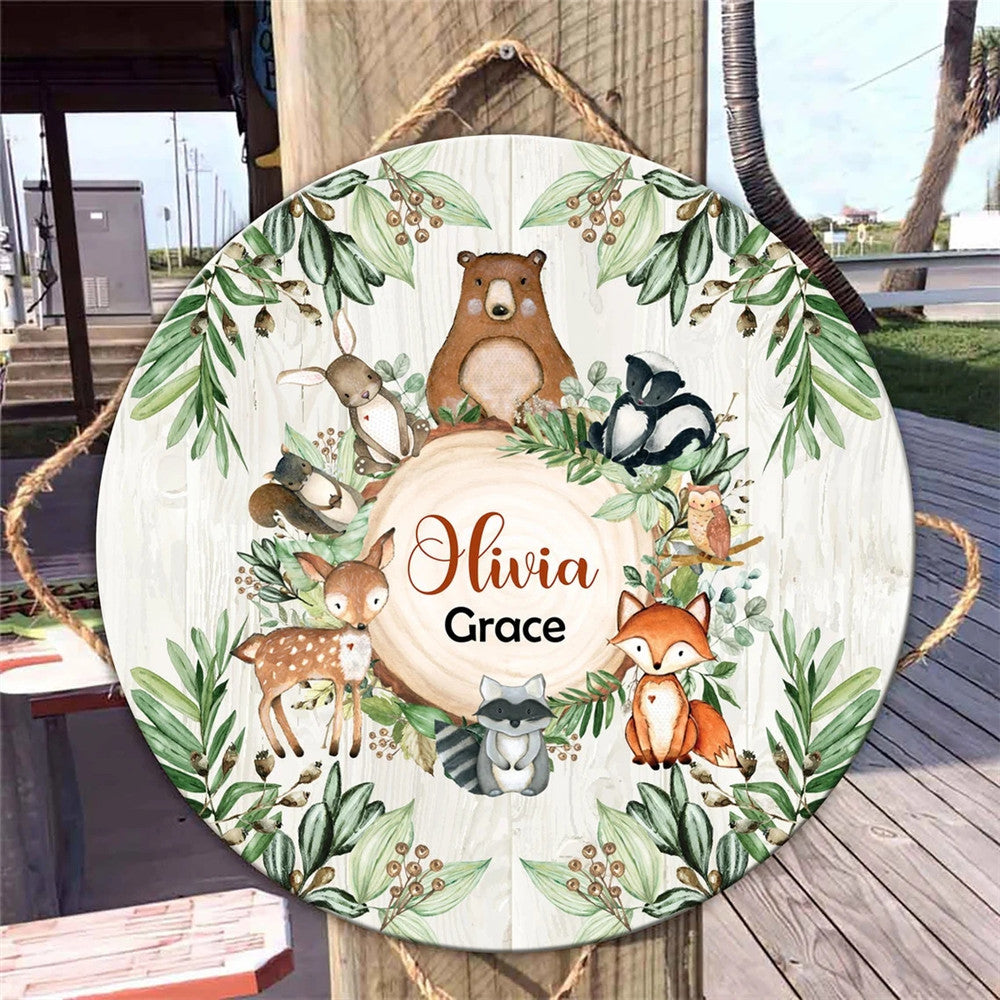 Personalisierbares Holz Schild Waldtiere