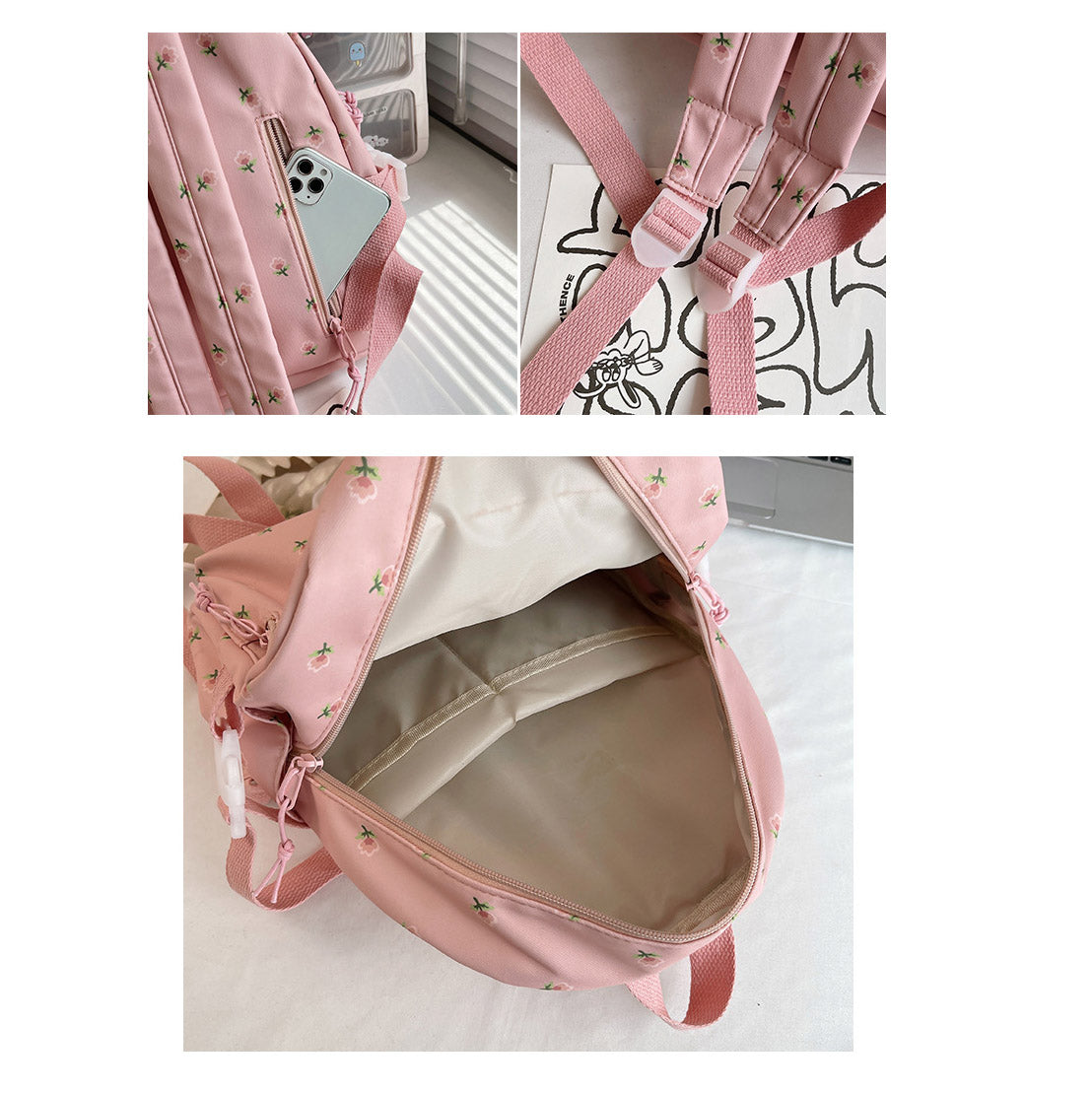 Schulrucksack personalisierbar Blumen