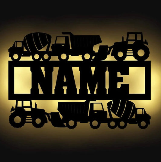 Personalisierbare Lampe Baufahrzeuge