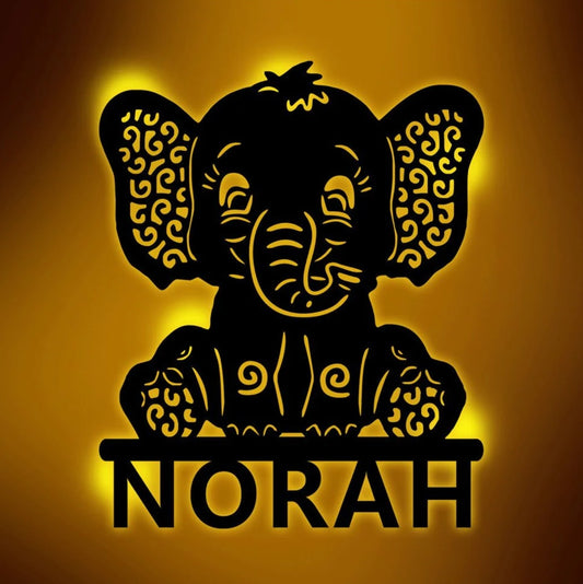 Personalisierbare Lampe Elefant mit Muster